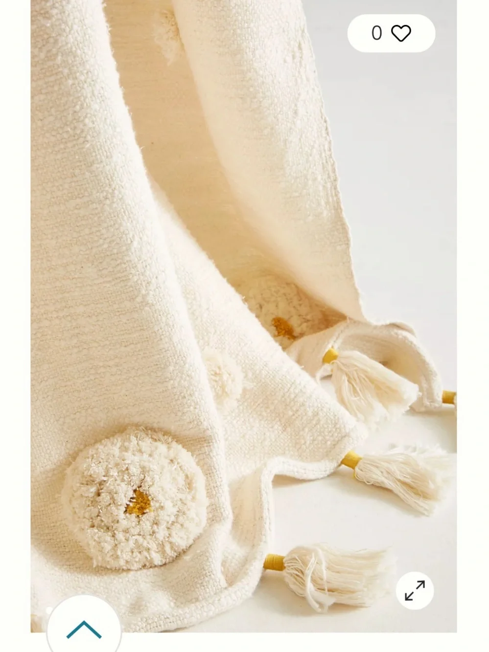 Anthropologie Tufted Amal  Throw Blanket Pom Pom’s with Gold Accents *desc